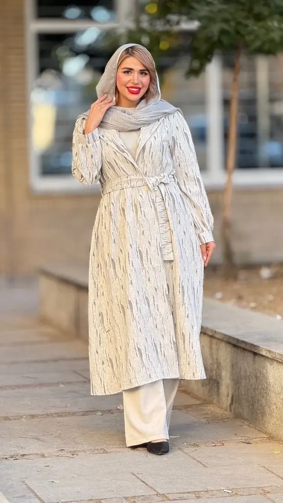 مانتو بلند ژاکارد نگین